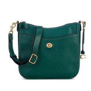 NWT COACH Chaise Dark Pine Pebbled Leather Large Crossbody Bag